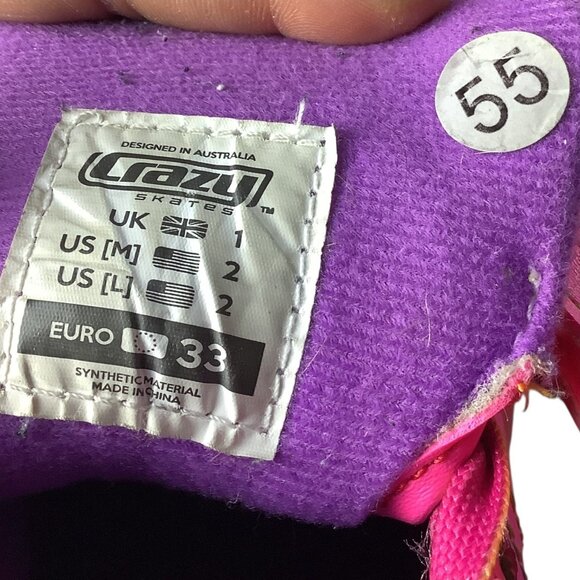 Crazy Skates Dream Girls Roller Skates Led Lights Size US 2 Pink Rainbow Wheels - Picture 3 of 16